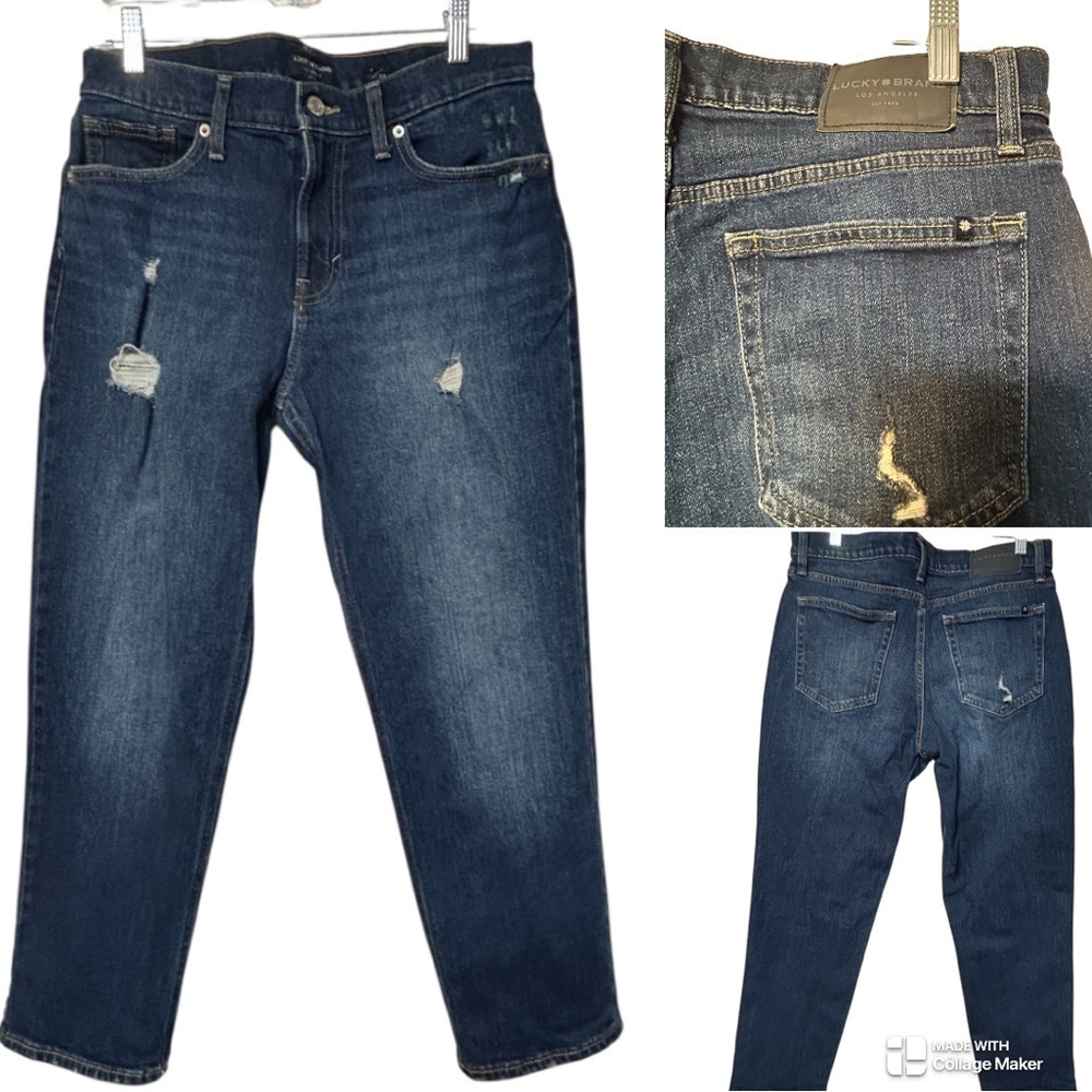 NWOT Lucky Brand Mid Rise Boyfriend Sienna distressed crop jeans